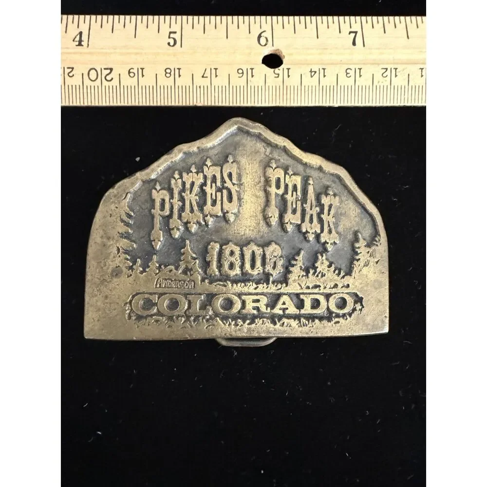 Vintage Heavy brass Pikes peak belt buckle